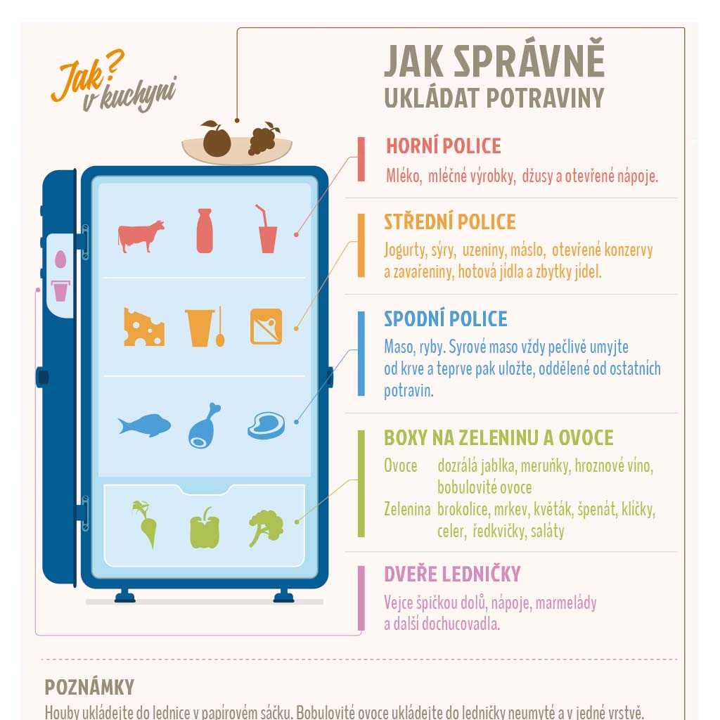 Infografika: Jak správně ukládat potraviny do ledničky