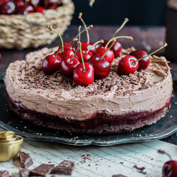 Nepečený třešňový cheesecake